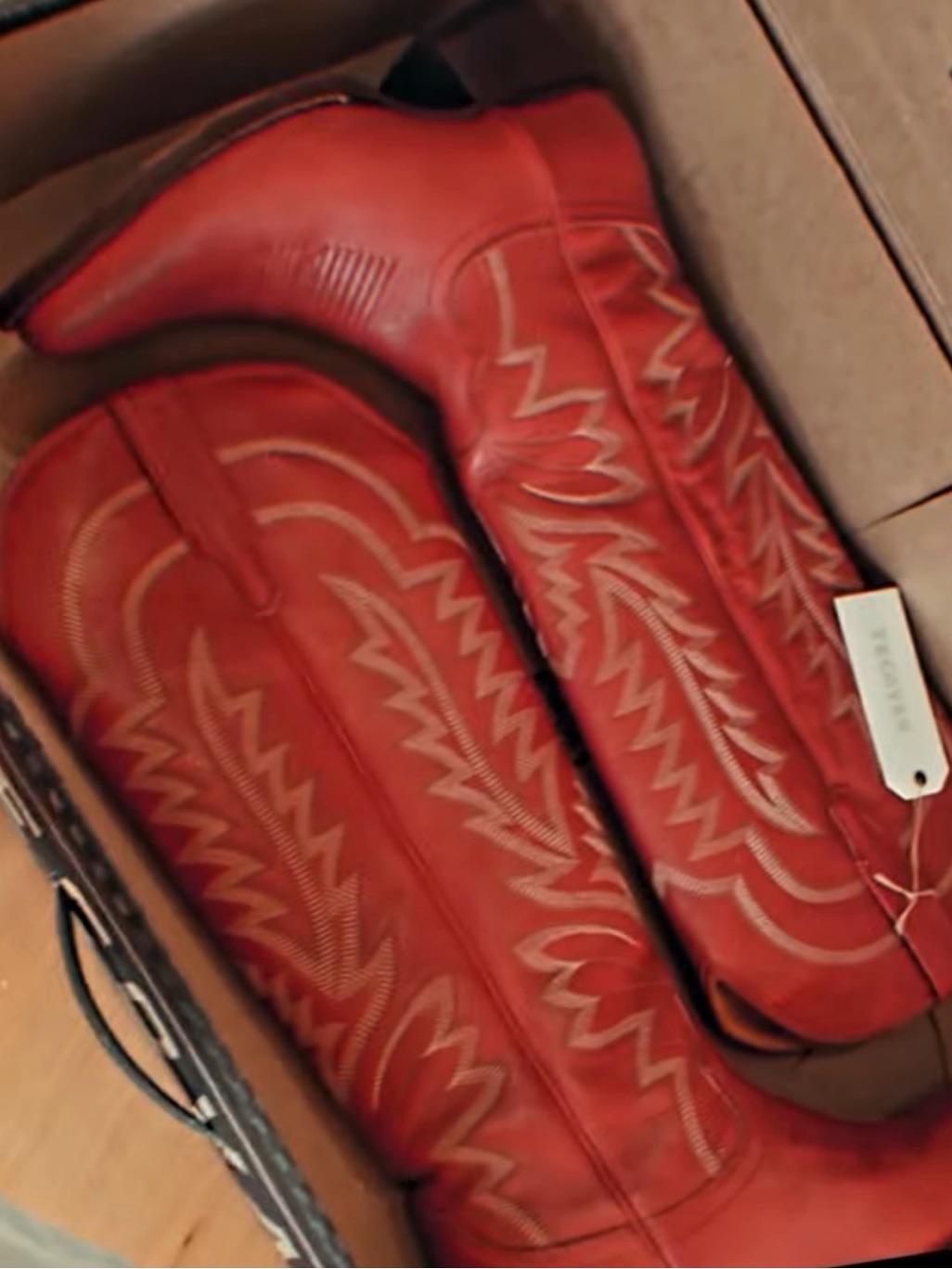 Tecovas Red Western Cowboy Boots With Embroidered Stitching